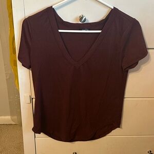 Women's V-Neck Burgundy Top